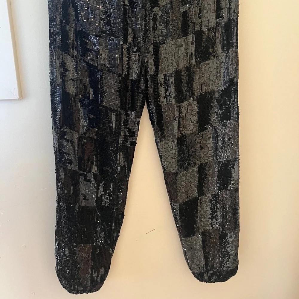 Black Sequin Retrofete Slacks - Unworn - Picture 2 of 4